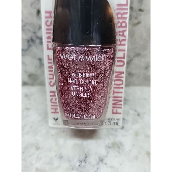 Wet N Wild Wildshine Sparked C480C Nail Color Pink‎ Glitter in Clear Base - Picture 6 of 7